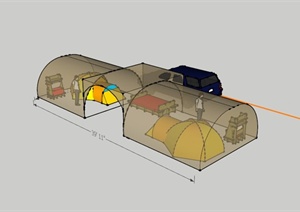 某野营区帐篷组合设计SU(草图大师)模型
