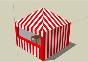 红白条纹野营帐篷设计SU(草图大师)模型