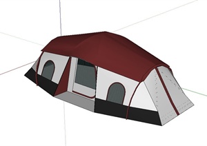 精致详细野营帐篷设计SU(草图大师)模型