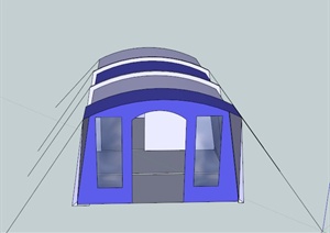 蓝白拼接多人野营帐篷设计SU(草图大师)模型