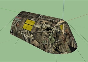 迷彩涂鸦野营帐篷设计SU(草图大师)模型