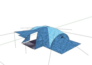 蓝色简易野营帐篷设计SU(草图大师)模型