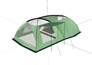 绿色双开门野营帐篷设计SU(草图大师)模型