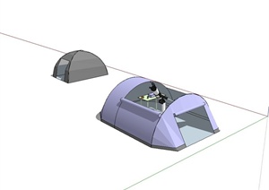 两个不同的野营帐篷设计SU(草图大师)模型
