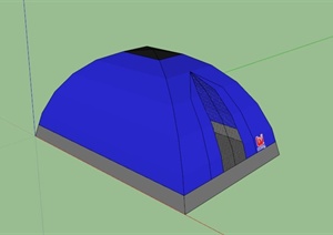 常见简约宝蓝色野营帐篷SU(草图大师)模型