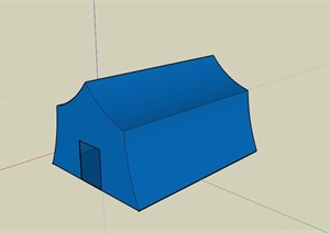 蓝色简易野营帐篷设计SU(草图大师)模型素材