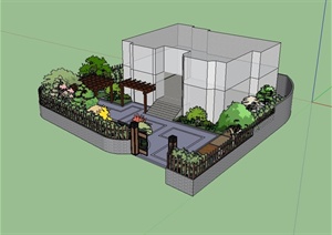 某现代风格农家自建房庭院设计SU(草图大师)模型