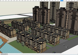 某新古典居住区住宅建筑设计SketchupSU(草图大师)模型