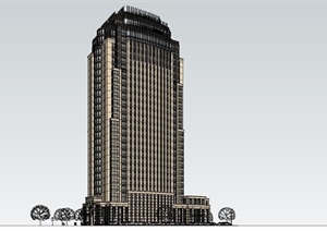 新古典风格酒店建筑SketchupSU(草图大师)模型