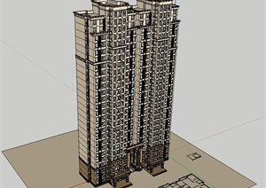 新古典高层住宅建筑SU(草图大师)模型