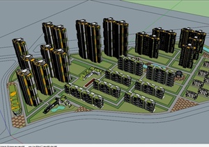 现代大型住宅小区居住建筑SU(草图大师)模型
