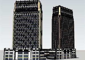 高层商业及办公综合体建筑设计SU(草图大师)模型