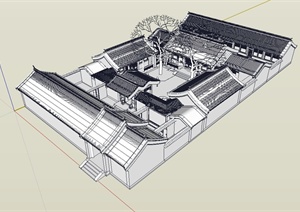 北京四合院住宅设计SU(草图大师)模型