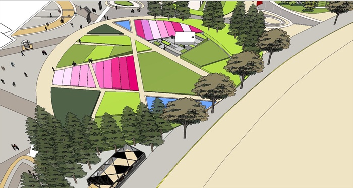 某现代游乐公园绿地规划设计su模型