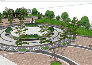 现代休闲公园绿地规划设计SU(草图大师)模型
