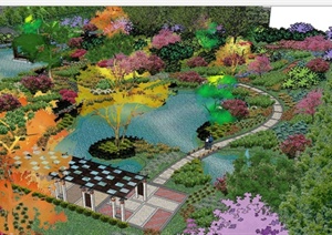 现代中式公园景观设计sketchupSU(草图大师)模型