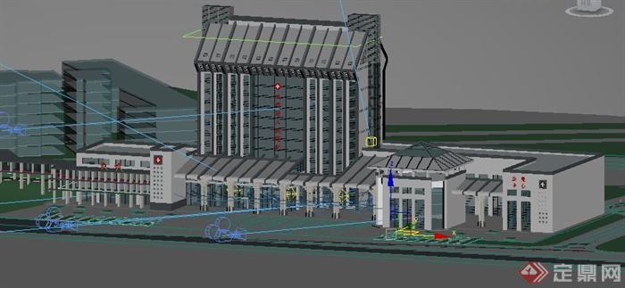 新中式医院大楼建筑设计3dmax模型(3)