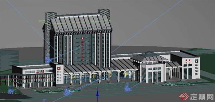 新中式医院大楼建筑设计3dmax模型(2)