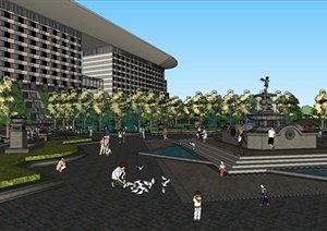 某现代广场规划设计sketchupSU(草图大师)模型