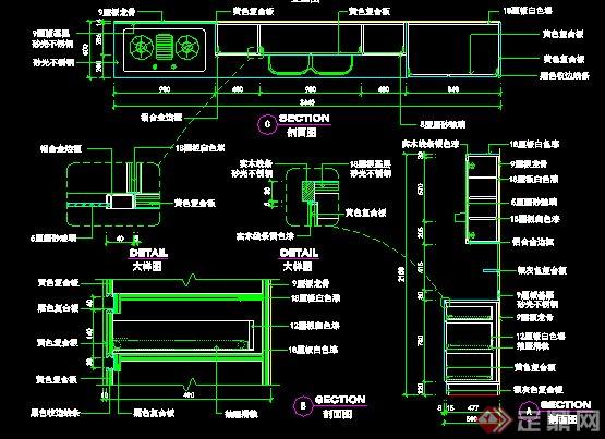 某现代厨房设计CAD装修详图(2)