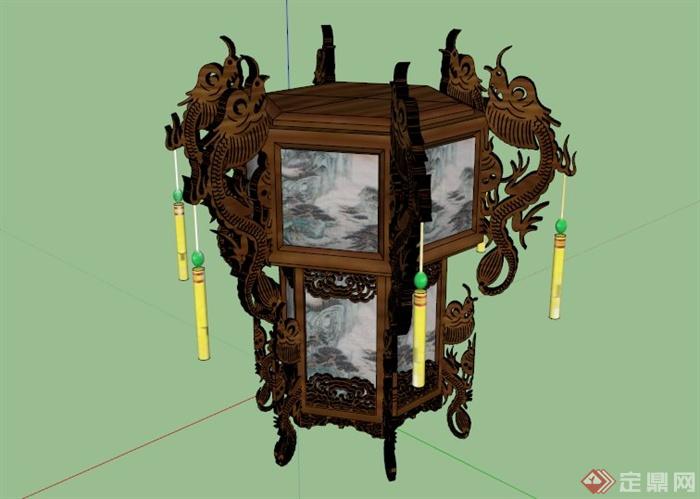 古典中式雅致灯笼设计SU模型(1)