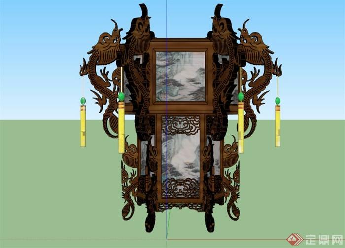 古典中式雅致灯笼设计SU模型(3)