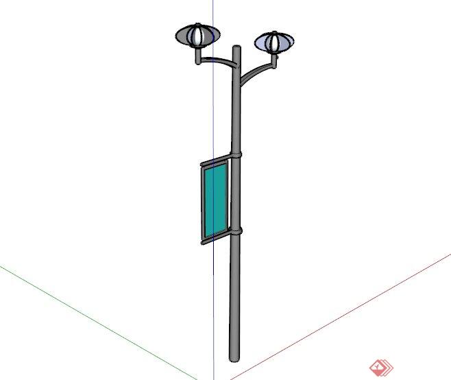 现代简约铁质路灯设计SU模型(1)
