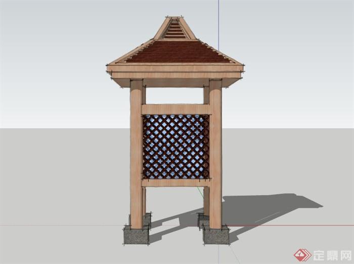 现代中式木质景观灯设计SU模型(3)