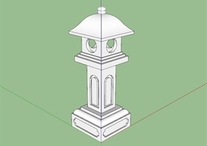 雅致石材庭院景观灯设计SU(草图大师)模型