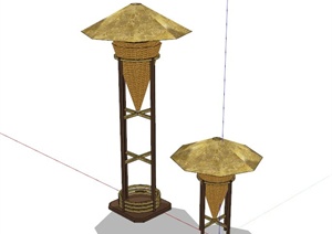 现代中式木制景观灯设计SU(草图大师)模型