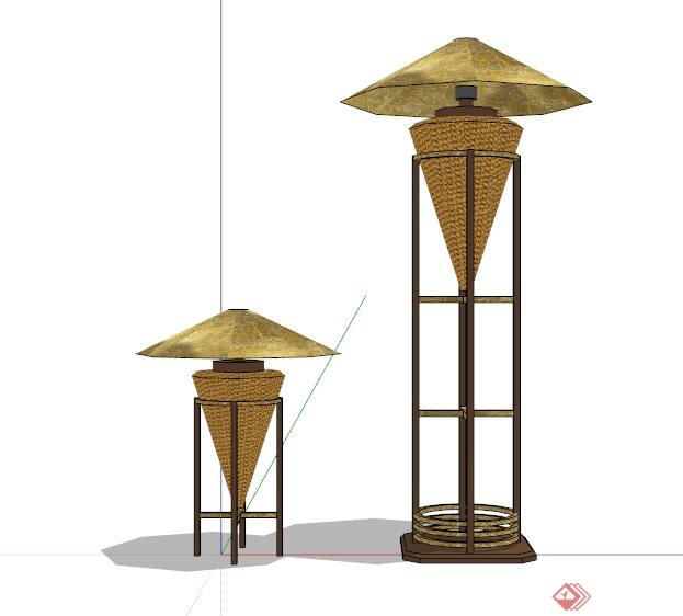 现代中式木制景观灯设计SU模型(3)