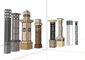 八种不同的室外景观灯设计SU(草图大师)模型