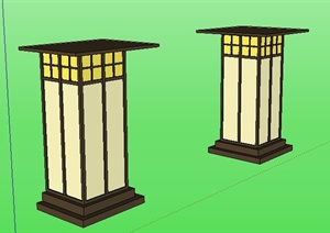 两款中式风格灯柱SU(草图大师)模型