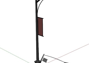 现代带广告牌路灯设计SU(草图大师)模型
