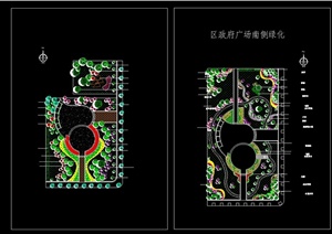 某现代风格区政府广场南侧绿化设计cad方案图