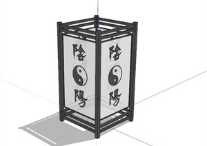 现代中式太极图案景观灯设计SU(草图大师)模型