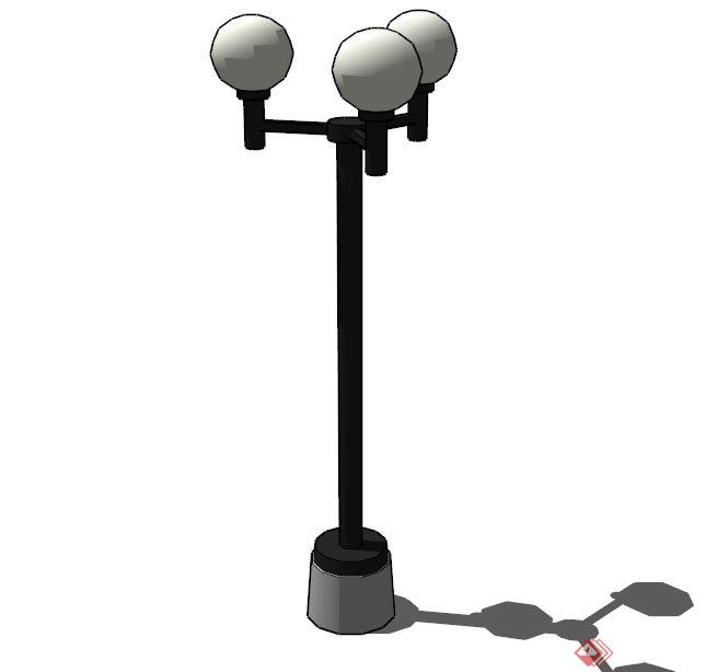 现代简约三头路灯设计SU模型(1)