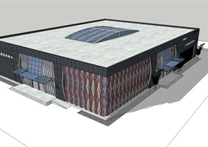 某现代风格单层体育馆建筑设计SU(草图大师)模型