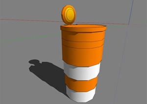 现代简约橙色垃圾桶设计SU(草图大师)模型