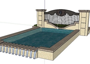 跌水水池设计SU(草图大师)模型