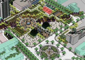 某现代城市广场景观设计SU(草图大师)模型