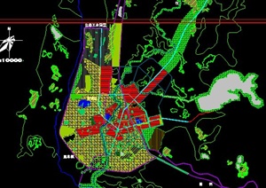 现代风格某县城绿地设计CAD规划图