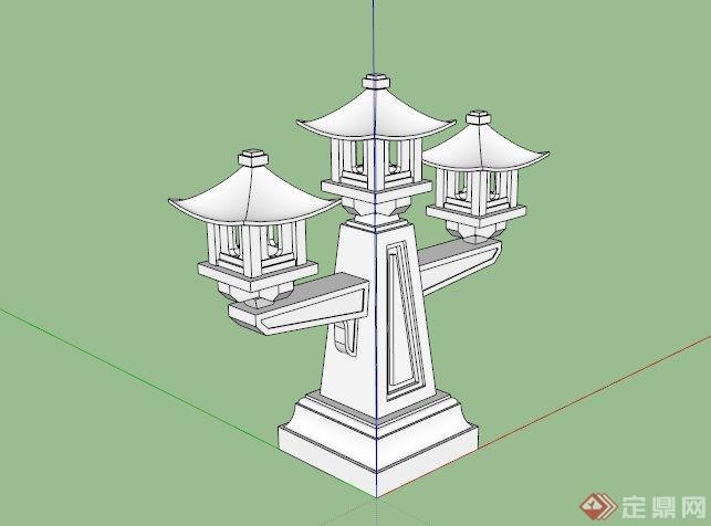 中式石材庭院景观灯设计SU模型(1)