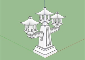 中式石材庭院景观灯设计SU(草图大师)模型