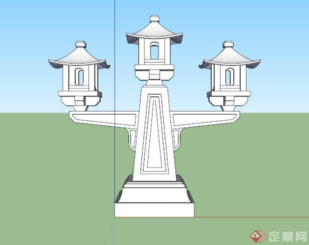 中式石材庭院景观灯设计SU模型(3)