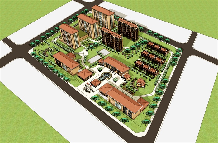 某疗养院养老院地块建筑设计SU模型