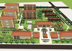 某疗养院养老院地块建筑设计SU(草图大师)模型