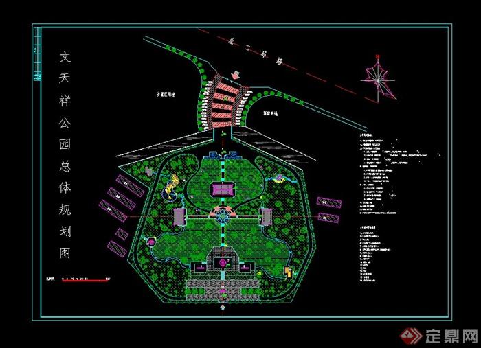 文天祥公园总体规划设计cad方案图(1)