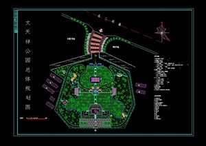 文天祥公园总体规划设计cad方案图