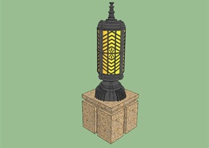 现代中式石柱景观灯设计SU(草图大师)模型